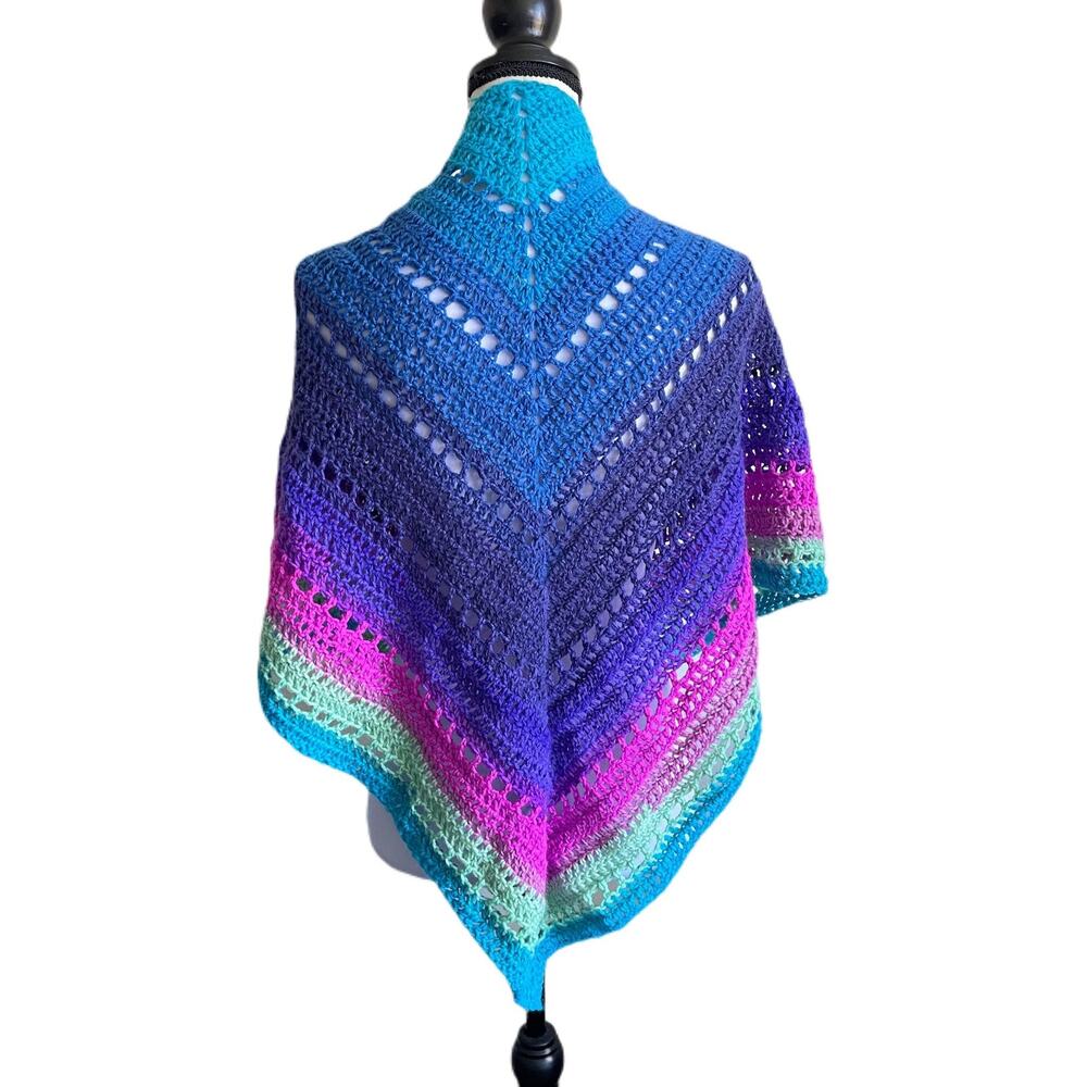 Handmade Crochet Lightweight Rainbow Summer Festival Wrap - Picture 2 of 3